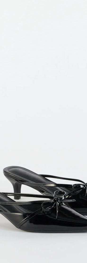 Step into style with the Sweetest Thing Bow Kitten Heel Mules, black heels made to complete your Windsor look with comfort and glam in mind.