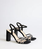 Classic Sparkle Rhinestone Strappy Block Heels
