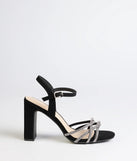 Classic Sparkle Rhinestone Strappy Block Heels