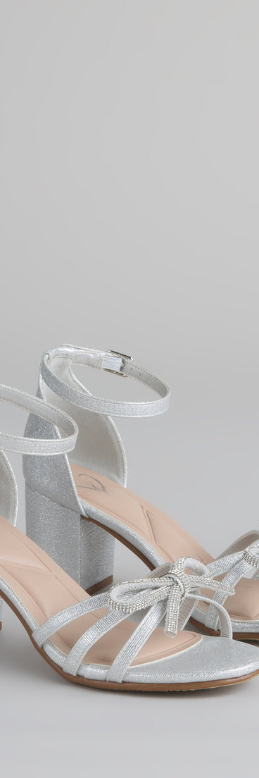 Starlit Glam Rhinestone Bow Glitter Block Heels