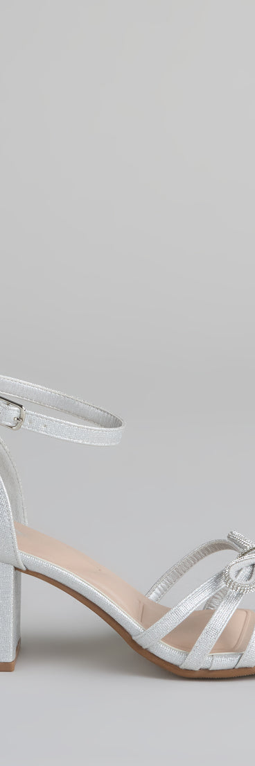 Starlit Glam Rhinestone Bow Glitter Block Heels