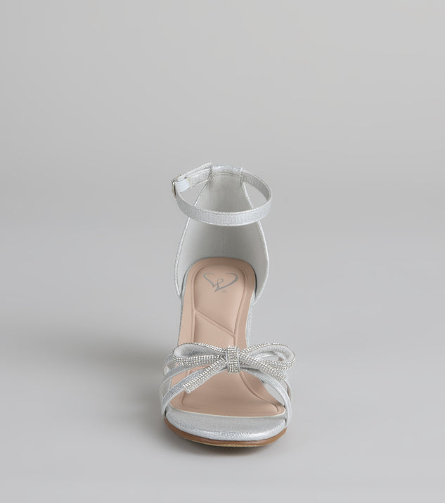 Starlit Glam Rhinestone Bow Glitter Block Heels | Windsor