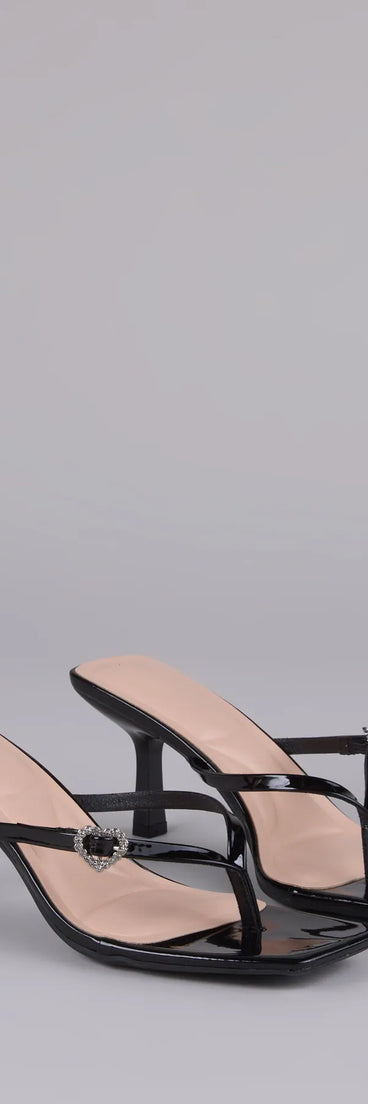 Love Story Era Heart Rhinestone Thong Heels