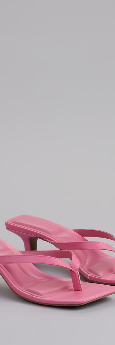 Style made simple with the Feeling Chic Thong Square Toe Heels in pink, trendy women’s shoes that take your outfit from basic to bold in one step.