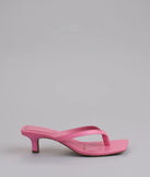 Turn heads in the Feeling Chic Thong Square Toe Heels, pink heels showcasing a fresh trend or stylish detail made to elevate your full Windsor fit.