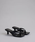 Step into style with the Feeling Chic Thong Square Toe Heels, black heels made to complete your Windsor look with comfort and glam in mind.