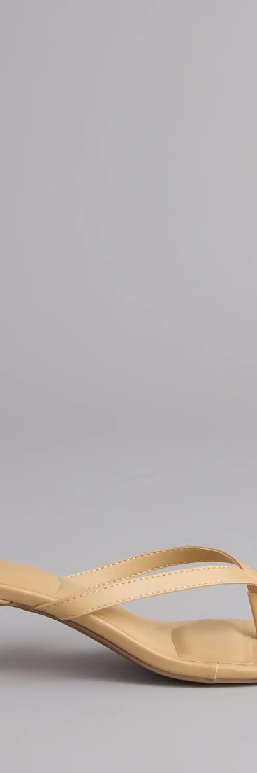 Style made simple with the Feeling Chic Thong Square Toe Heels in tan, trendy women’s shoes that take your outfit from basic to bold in one step.