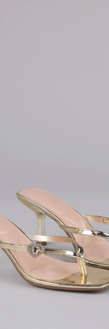 Love Story Era Heart Rhinestone Thong Heels