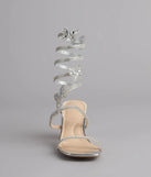 Flutter Up Rhinestone Spiral Strap Heels
