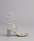 Flutter Up Rhinestone Spiral Strap Heels