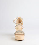 Glam Sheen Rhinestone Strappy Platform Heels