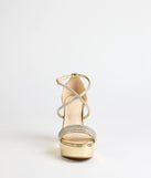 Glam Sheen Rhinestone Strappy Platform Heels