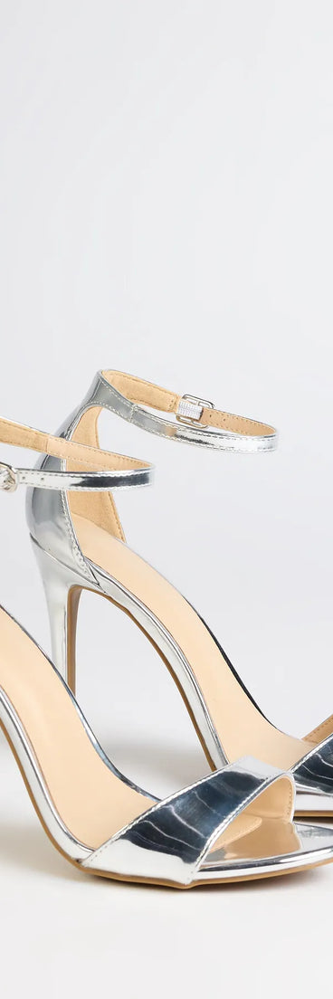 Step into style with the Glam Steps Metallic Stiletto Heels, silver heels made to complete your Windsor look with comfort and glam in mind.