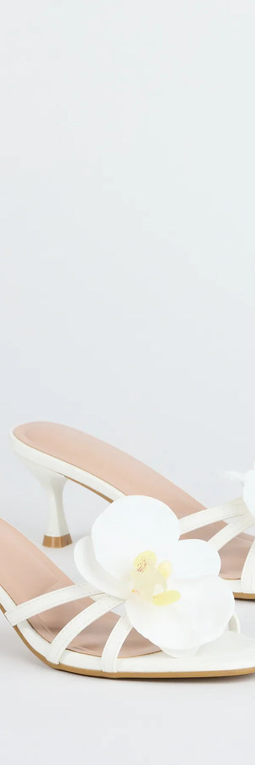 Step into style with the Vacay Ready Flower Strap Stiletto Mules, white heels made to complete your Windsor look with comfort and glam in mind.