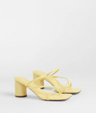 The So Much Personality Strappy Block Heels in yellow brings sleek style to any graduation outfit, from cap and gown to after-party.