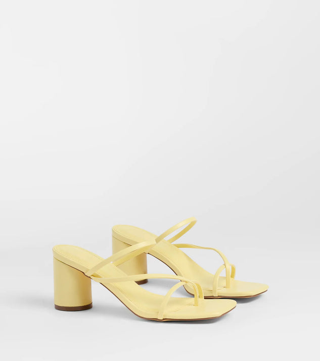 The So Much Personality Strappy Block Heels in yellow brings sleek style to any graduation outfit, from cap and gown to after-party.