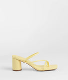 The So Much Personality Strappy Block Heels in yellow brings sleek style to any graduation outfit, from cap and gown to after-party.