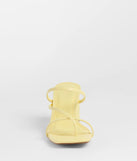 The So Much Personality Strappy Block Heels in yellow brings sleek style to any graduation outfit, from cap and gown to after-party.