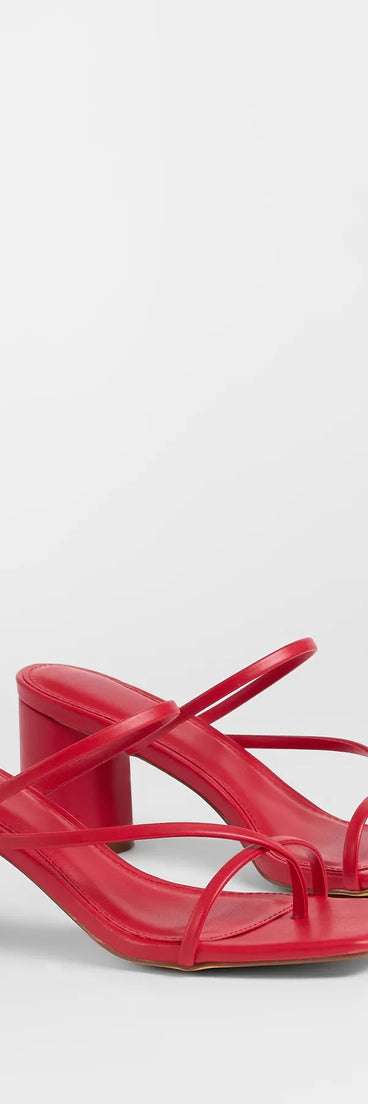 The So Much Personality Strappy Block Heels in red brings sleek style to any graduation outfit, from cap and gown to after-party.