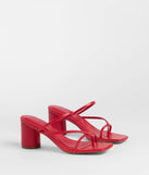 The So Much Personality Strappy Block Heels in red brings sleek style to any graduation outfit, from cap and gown to after-party.