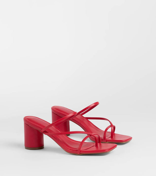 The So Much Personality Strappy Block Heels in red brings sleek style to any graduation outfit, from cap and gown to after-party.