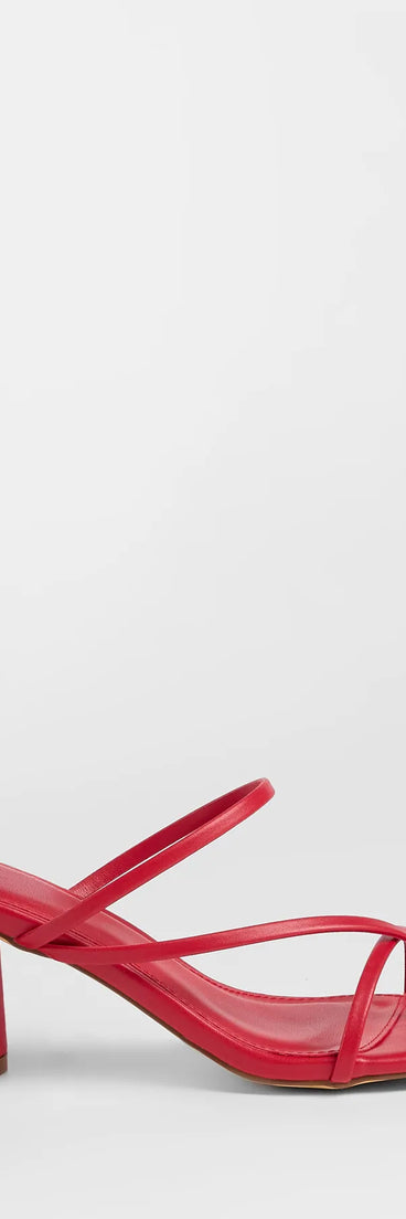 The So Much Personality Strappy Block Heels in red brings sleek style to any graduation outfit, from cap and gown to after-party.