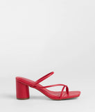 The So Much Personality Strappy Block Heels in red brings sleek style to any graduation outfit, from cap and gown to after-party.