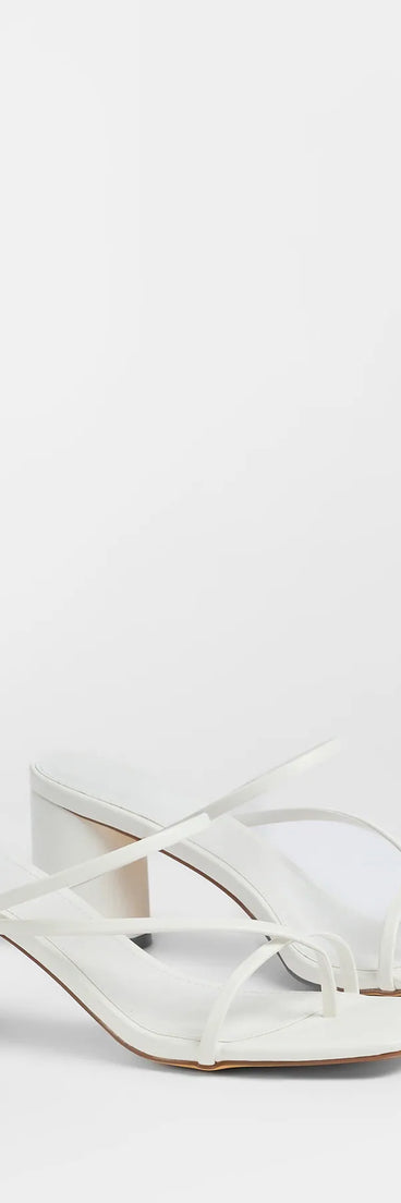 The So Much Personality Strappy Block Heels in white brings sleek style to any graduation outfit, from cap and gown to after-party.