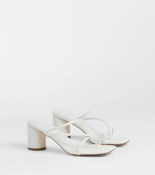 The So Much Personality Strappy Block Heels in white brings sleek style to any graduation outfit, from cap and gown to after-party.