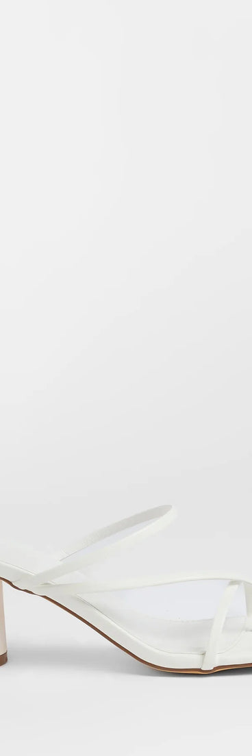 The So Much Personality Strappy Block Heels in white brings sleek style to any graduation outfit, from cap and gown to after-party.