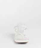 The So Much Personality Strappy Block Heels in white brings sleek style to any graduation outfit, from cap and gown to after-party.