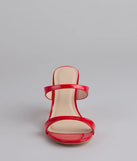 Elevate warm-weather looks with Chic Strut Strappy Block Heel Mules in red, a pair of trendy sandals bringing chic, modern flair to every step.