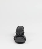 Turn heads in the Sleek Staple Strappy Square Toe Mules, black heels showcasing a fresh trend or stylish detail made to elevate your full Windsor fit.