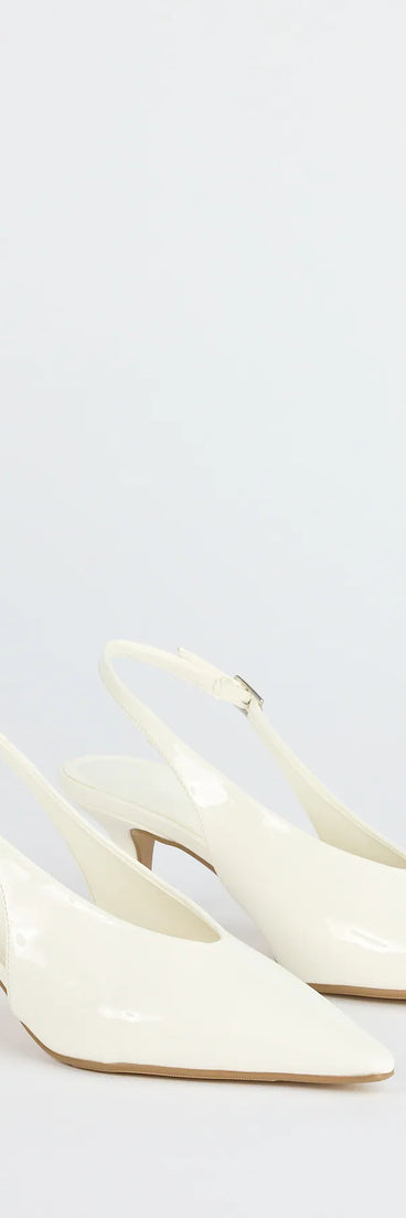 Step into style with the Lookin' Sleek Sling-Back Stiletto Pumps, white heels made to complete your Windsor look with comfort and glam in mind.