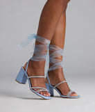 Stay Elegant Lace-Up Rhinestone Block Heels