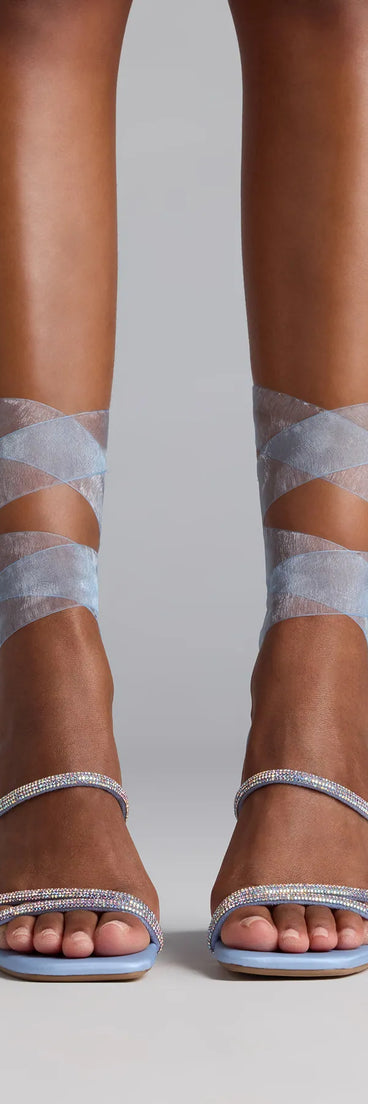 Turn heads in the Stay Elegant Lace-Up Rhinestone Block Heels, blue heels showcasing a fresh trend or stylish detail made to elevate your full Windsor fit.