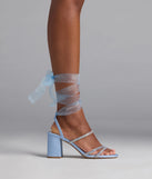 Stay Elegant Lace-Up Rhinestone Block Heels
