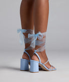 Stay Elegant Lace-Up Rhinestone Block Heels