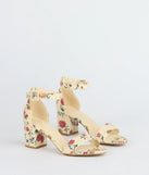 Chic Steps Floral Low Block Heels