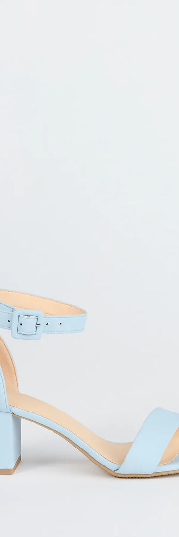 Elevate warm-weather looks with Chic Steps Low Block Heels in blue, a pair of trendy sandals bringing chic, modern flair to every step.
