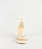 Chic Stride Rhinestone And Pearl Block Heels