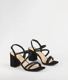 Chic Glimmer Rhinestone Strappy Block Heels