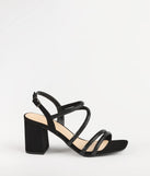 Chic Glimmer Rhinestone Strappy Block Heels