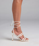 Turn heads in the Major Moment Lace-Up Stiletto Heels, white heels showcasing a fresh trend or stylish detail made to elevate your full Windsor fit.