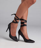 Lace Me Up Satin Stiletto Pumps