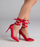 Lace Me Up Satin Stiletto Pumps