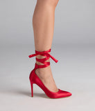 Lace Me Up Satin Stiletto Pumps