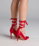 Lace Me Up Satin Stiletto Pumps