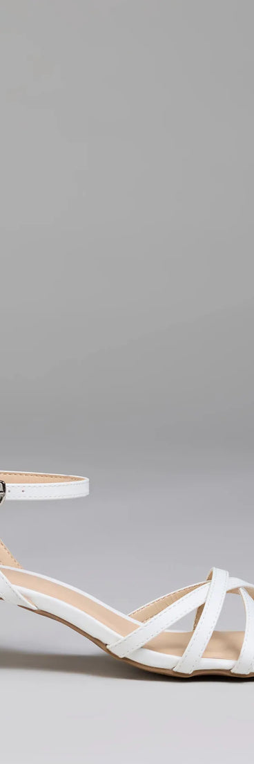 Turn heads in the Everyday Slay Strappy Kitten Heels, white heels showcasing a fresh trend or stylish detail made to elevate your full Windsor fit.