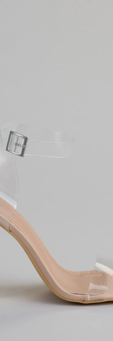 Turn heads in the Clearly Chic Square Toe Block Heels, clear heels showcasing a fresh trend or stylish detail made to elevate your full Windsor fit.